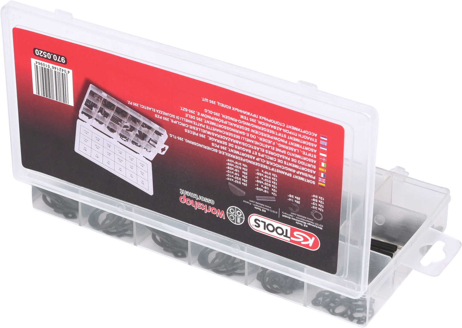 KS Tools Sortiment Spannstift-Seegering-Federkeile-E-Sicherungsring, 295-tlg