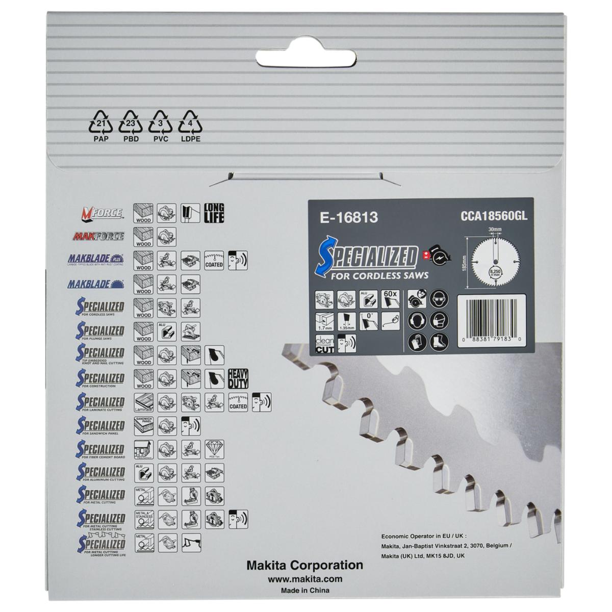 Makita EFFICUT Sägeblatt 185x30x60 Aluminium - E-16813