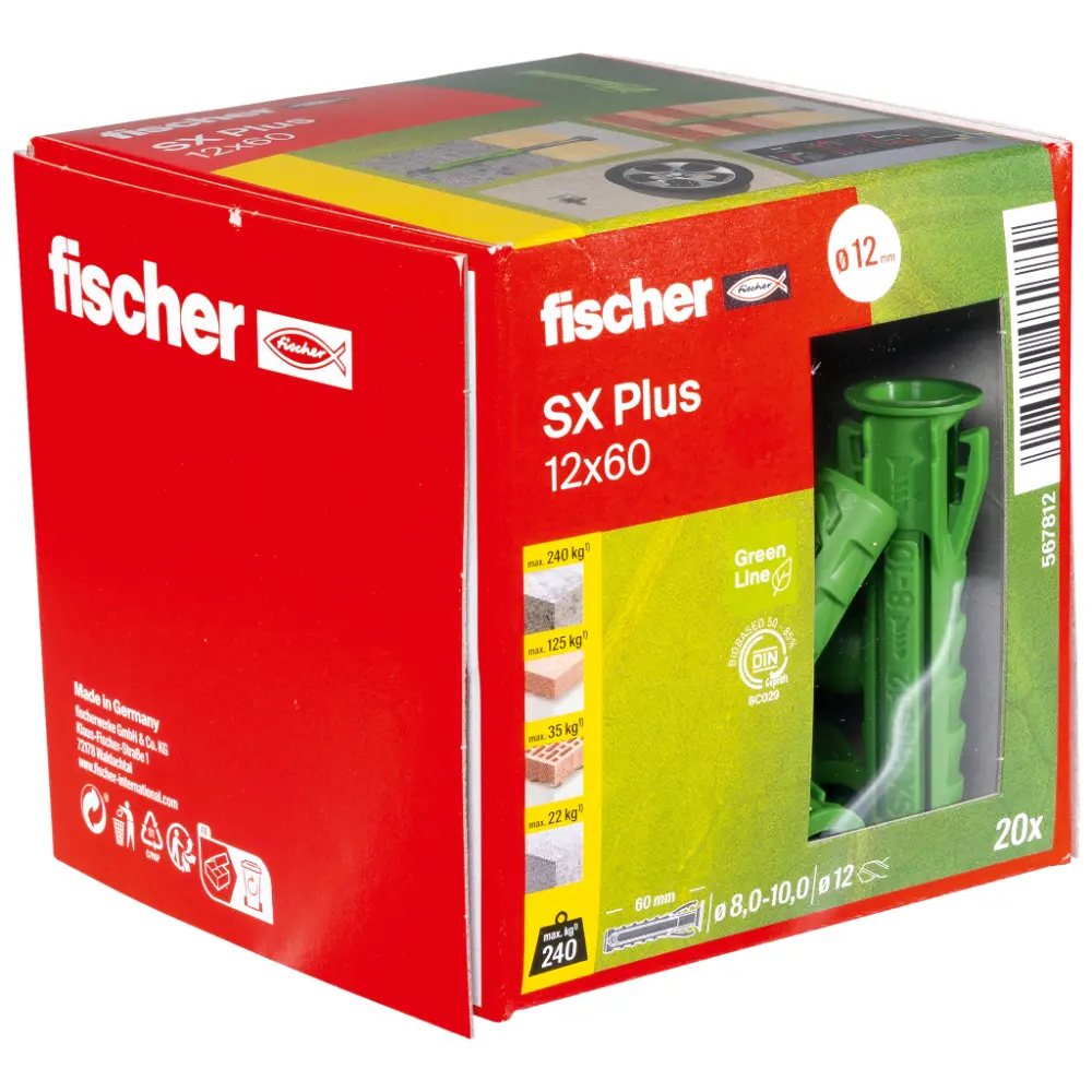 Fischer Spreizdübel SX Plus Green 12x60