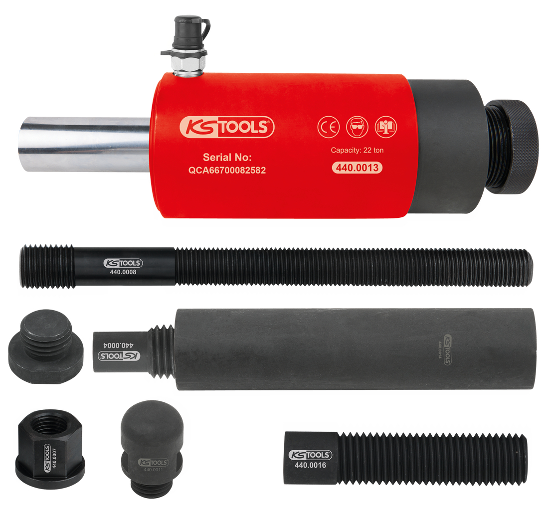 KS Tools Druck- und Zug-Hydraulikzylinder-Satz, 22t, 10-tlg