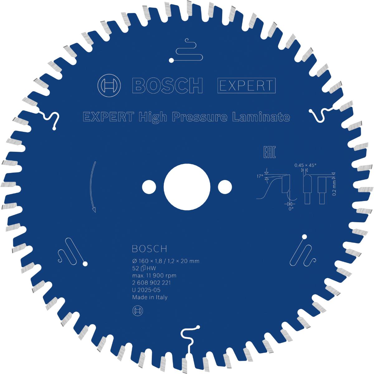 Bosch EXPERT High Pressure Laminate Kreissägeblatt, 160x20 mm, Z52