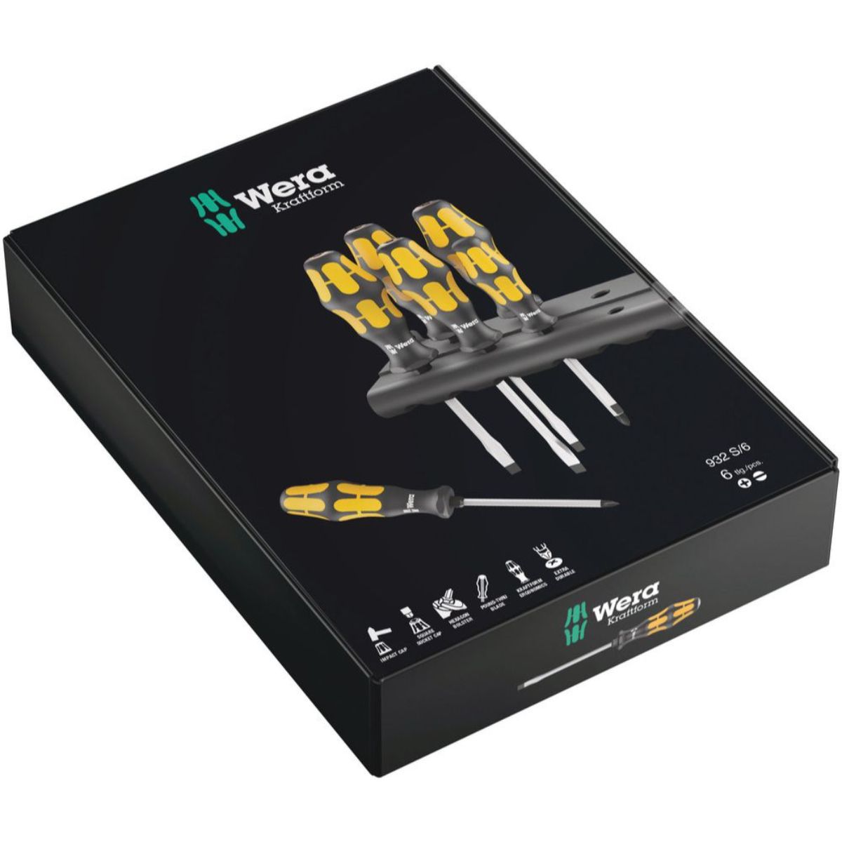 Wera 932 S/6 Schraubendrehersatz Kraftform Wera: Der Schraubmeißel + Rack, 6-teilig