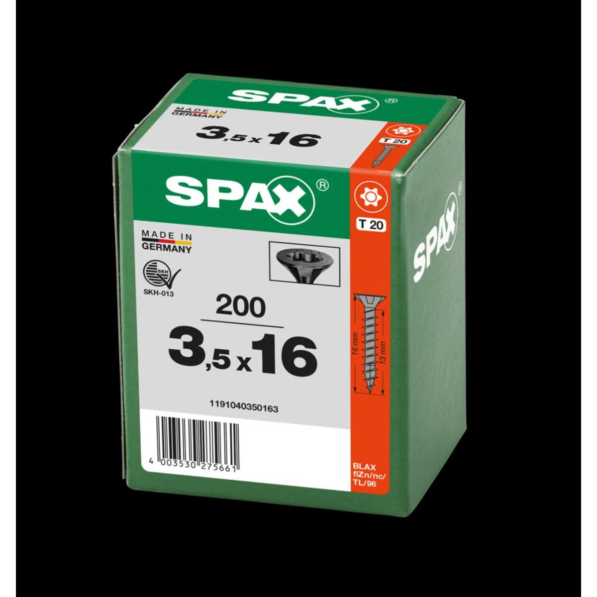 SPAX Senkmultikopf T-Star Plus T20 Vollgewinde schwarz verzinkt, 200 Stück
