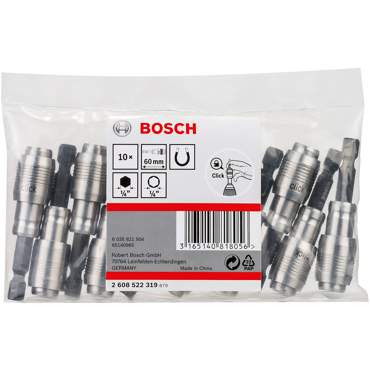 Bosch Universalhalter One-Click Funktion, 1/4 Zoll, D 14 mm, L 60 mm, 1 Stück