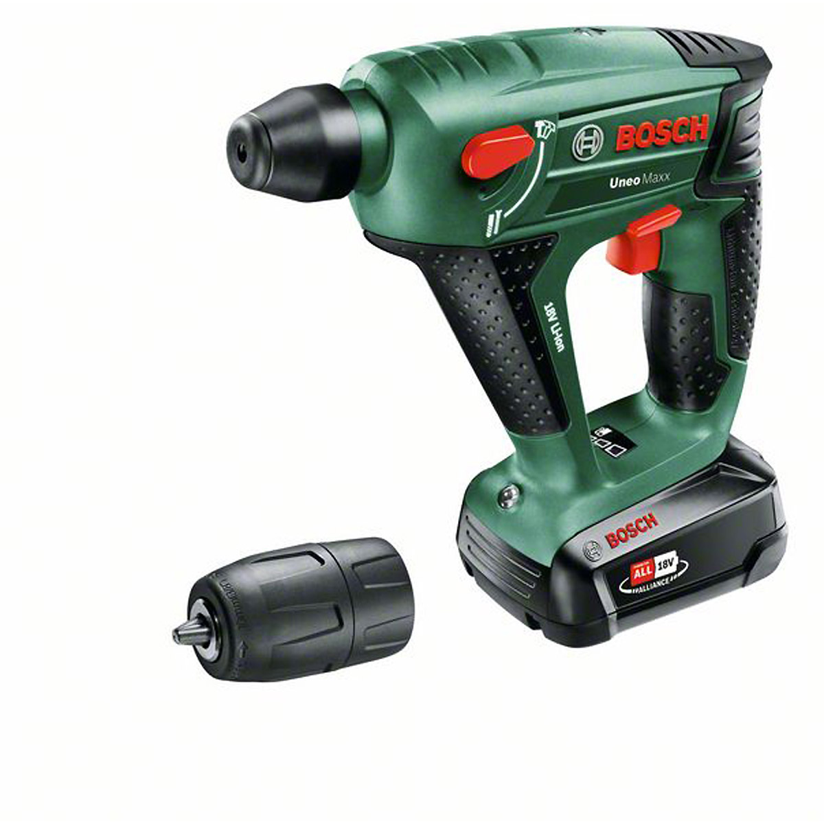 Bosch Akku-Bohrhammer Uneo Maxx, 2 Akku PBA 18V 2.0Ah W-B, Ladg. AL 18V-20 u. Koffer
