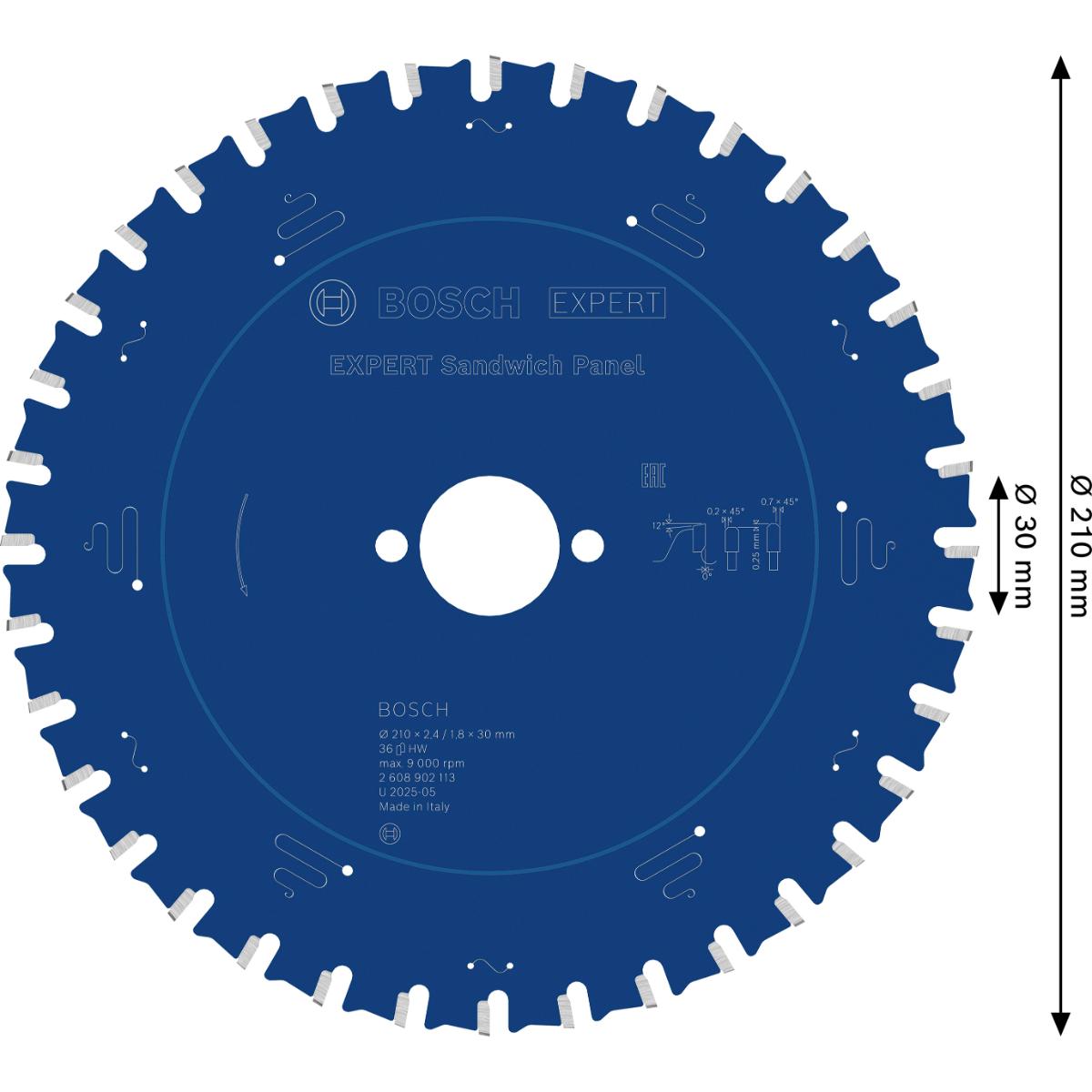 Bosch EXPERT Steel Kreissägeblatt, 210x30 mm,Z36