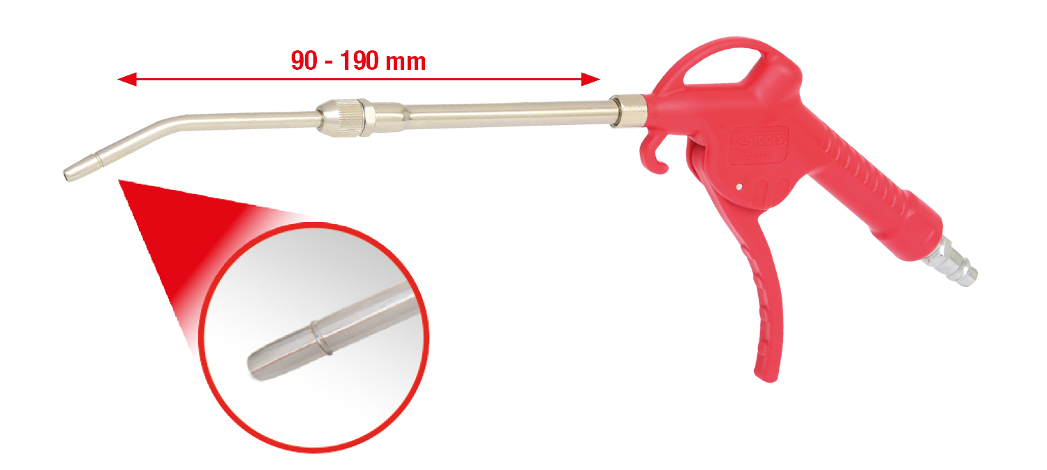 KS Tools Teleskop-Druckluft-Ausblaspistole, 90-190mm
