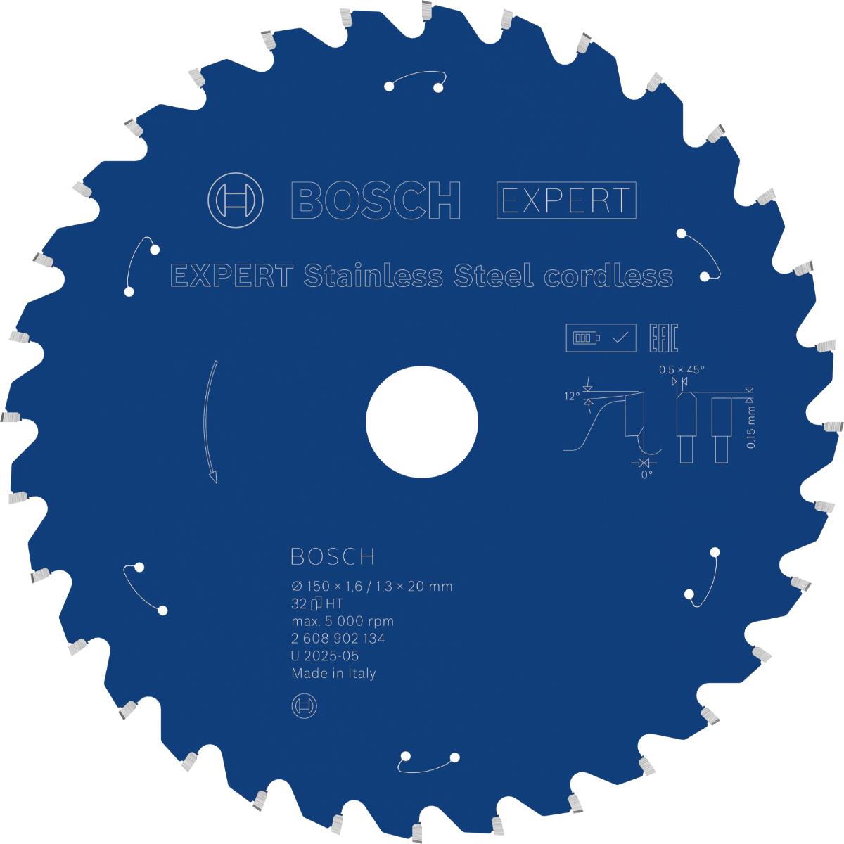 Bosch EXPERT Stainless Steel Kreissägeblatt, 150x20 mm, Z32