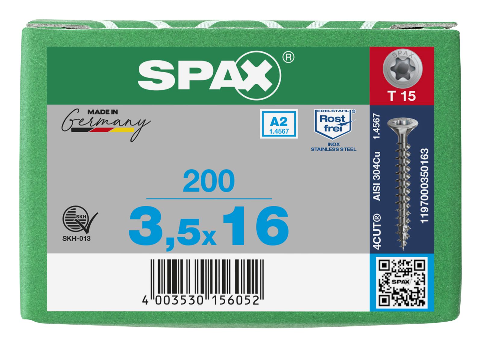 SPAX A2 Senkmultikopf T-Star Plus T15 Vollgewinde, 200 Stück