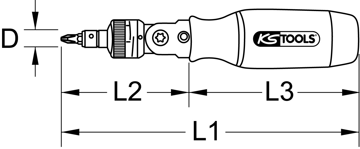 KS Tools 1/4" Ratschen-Bit-Schraubendreher, 190mm