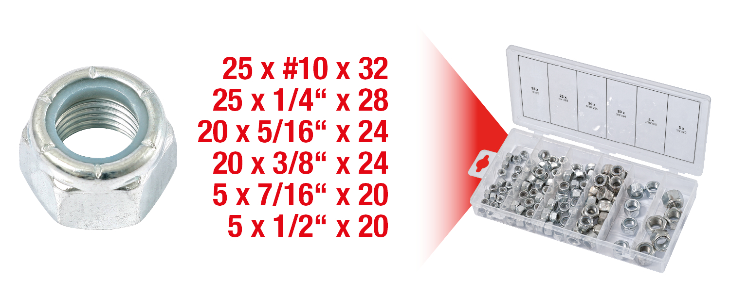 KS Tools Sortiment Muttern, selbstsichernd, UNF, 100-tlg
