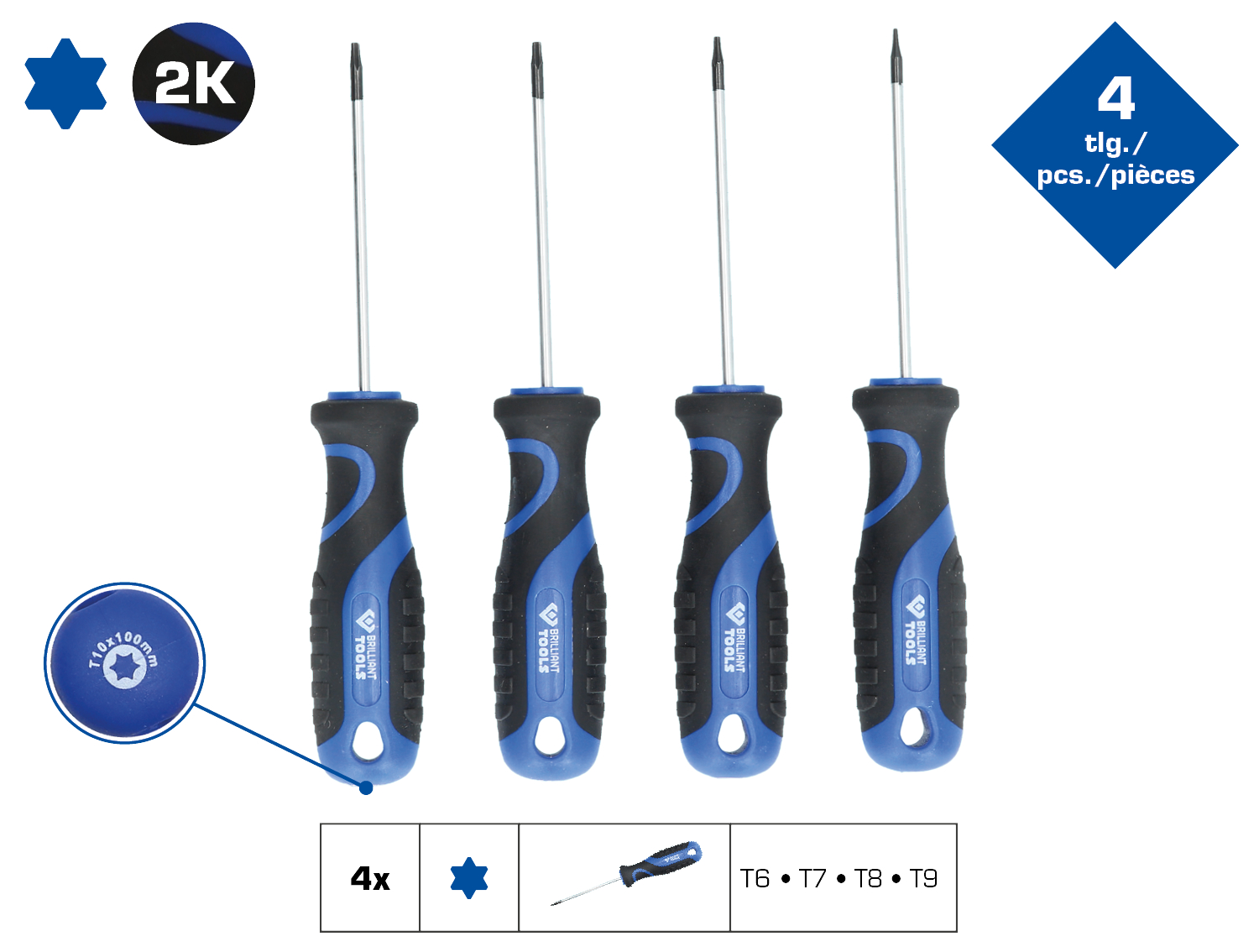 Brilliant Tools Schraubendreher-Satz, 4-tlg, Torx-Profil - BT034004