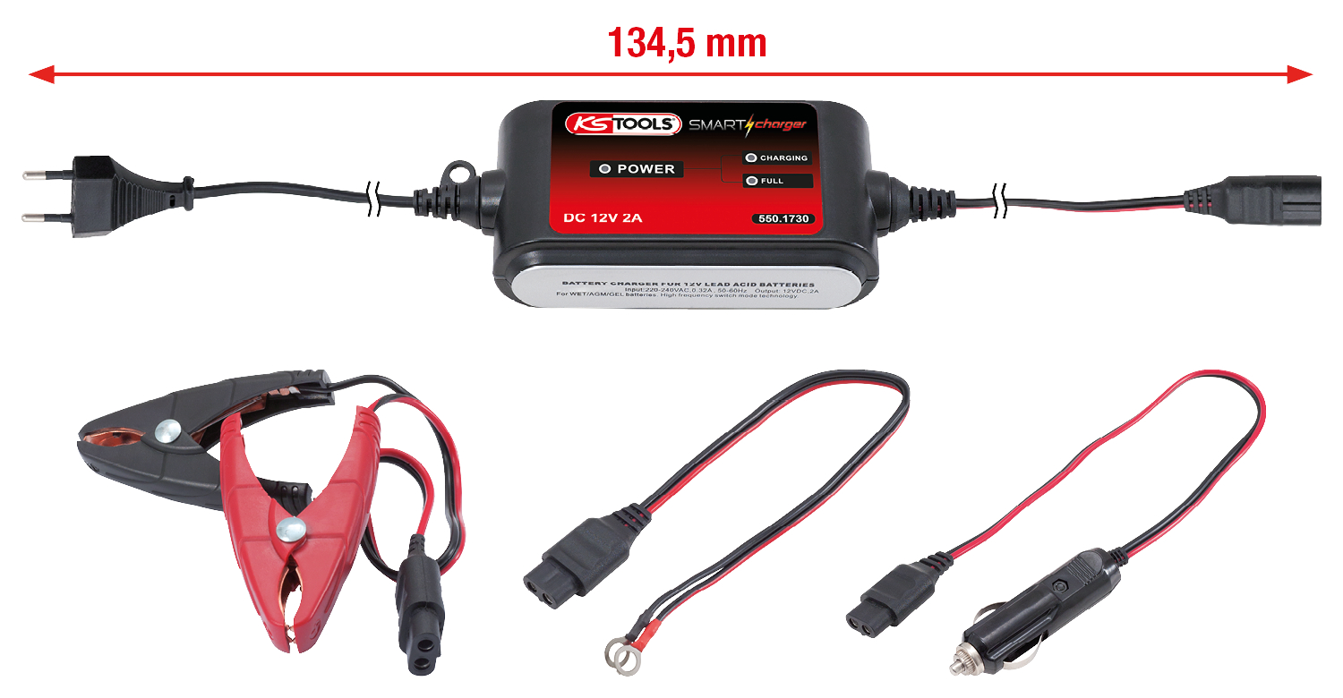 KS Tools 12V SMARTcharger Hochfrequenz-Batterieladegerät 2A