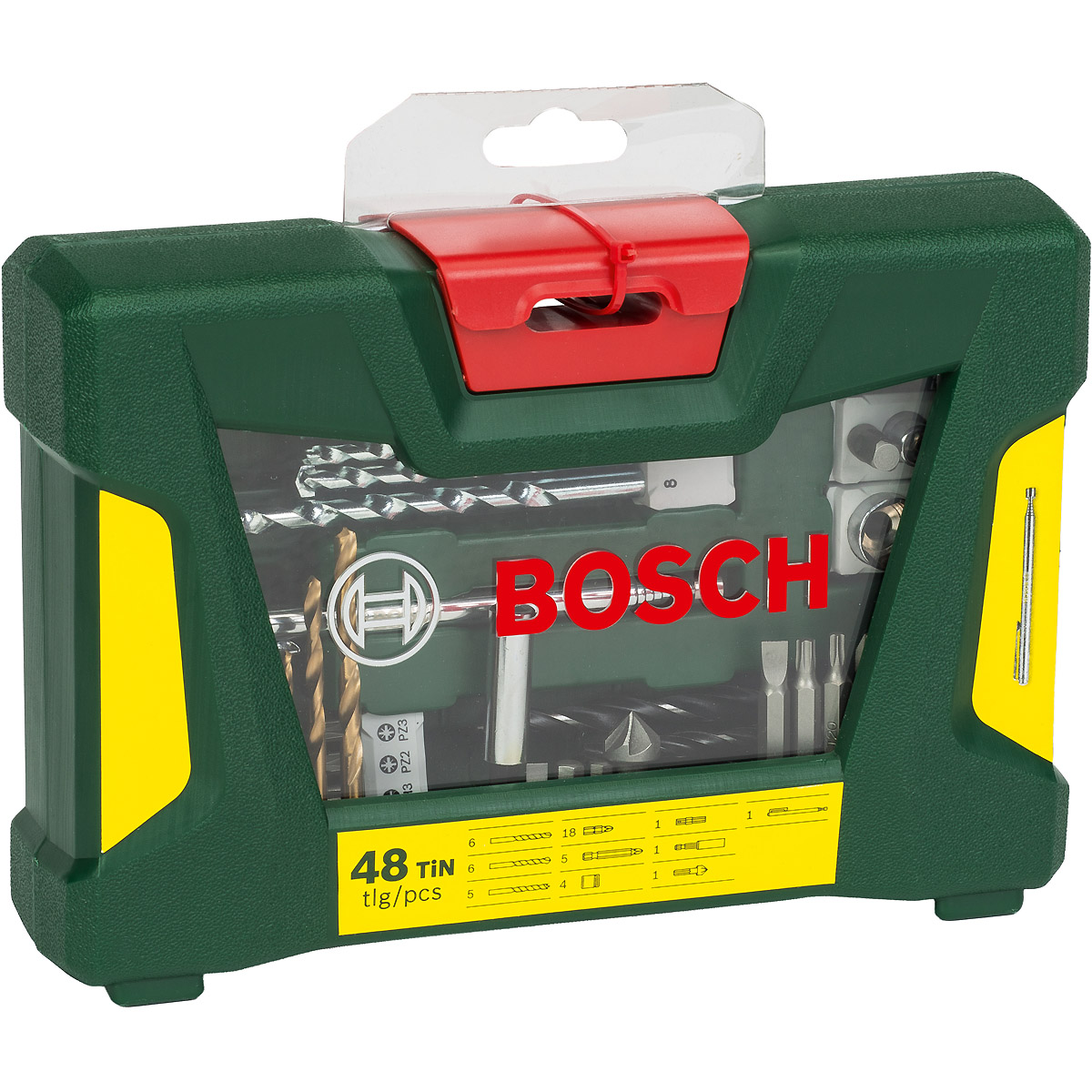 Bosch V-Line TiN-Bohrer- und Bit-Set, 48-teilig, mit Magnetstab und Kegelsenker