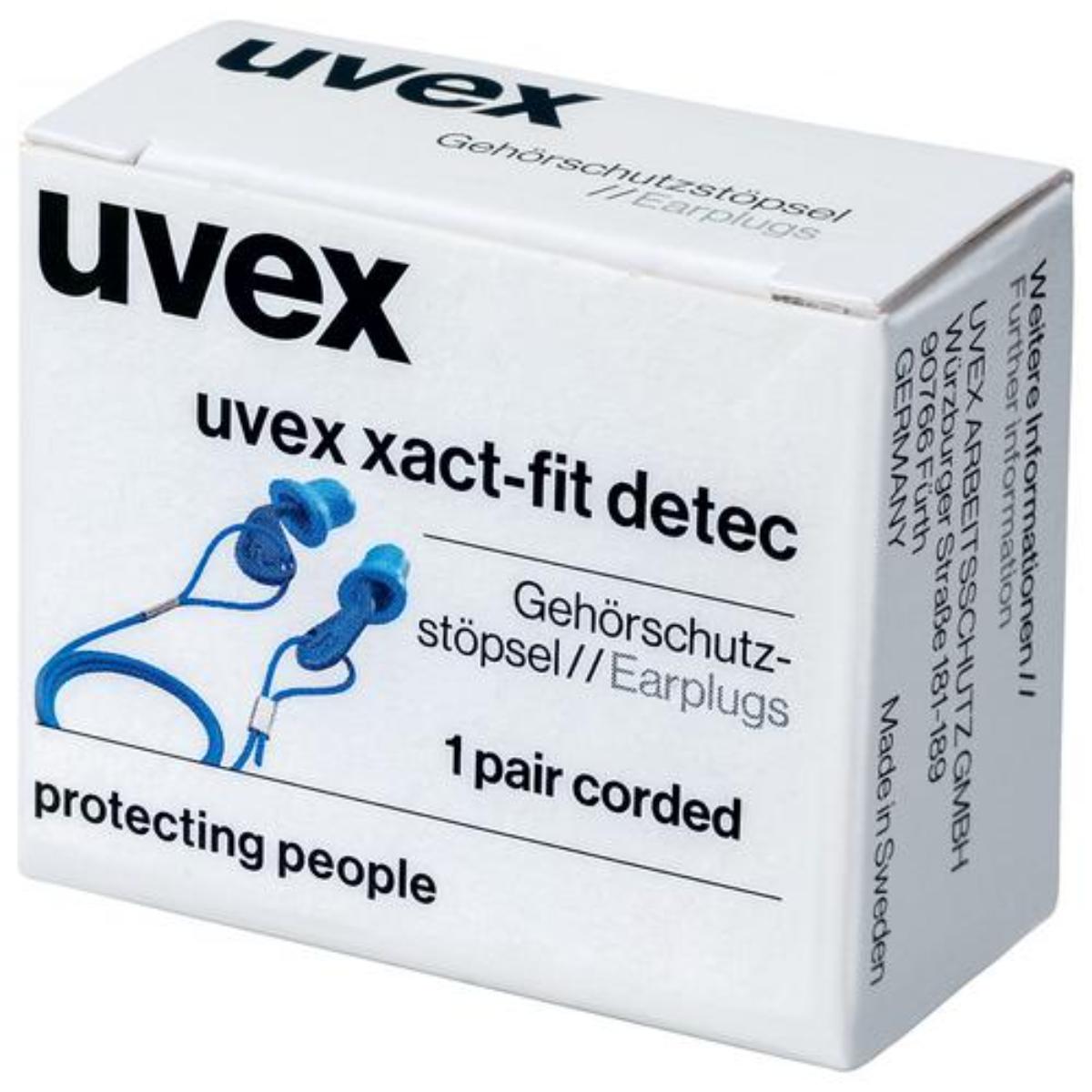 uvex xact-fit detec Gehörschutzstöpsel mit Kordel SNR 26 dB Größe M - Inhalt: 50 Paar paarweise