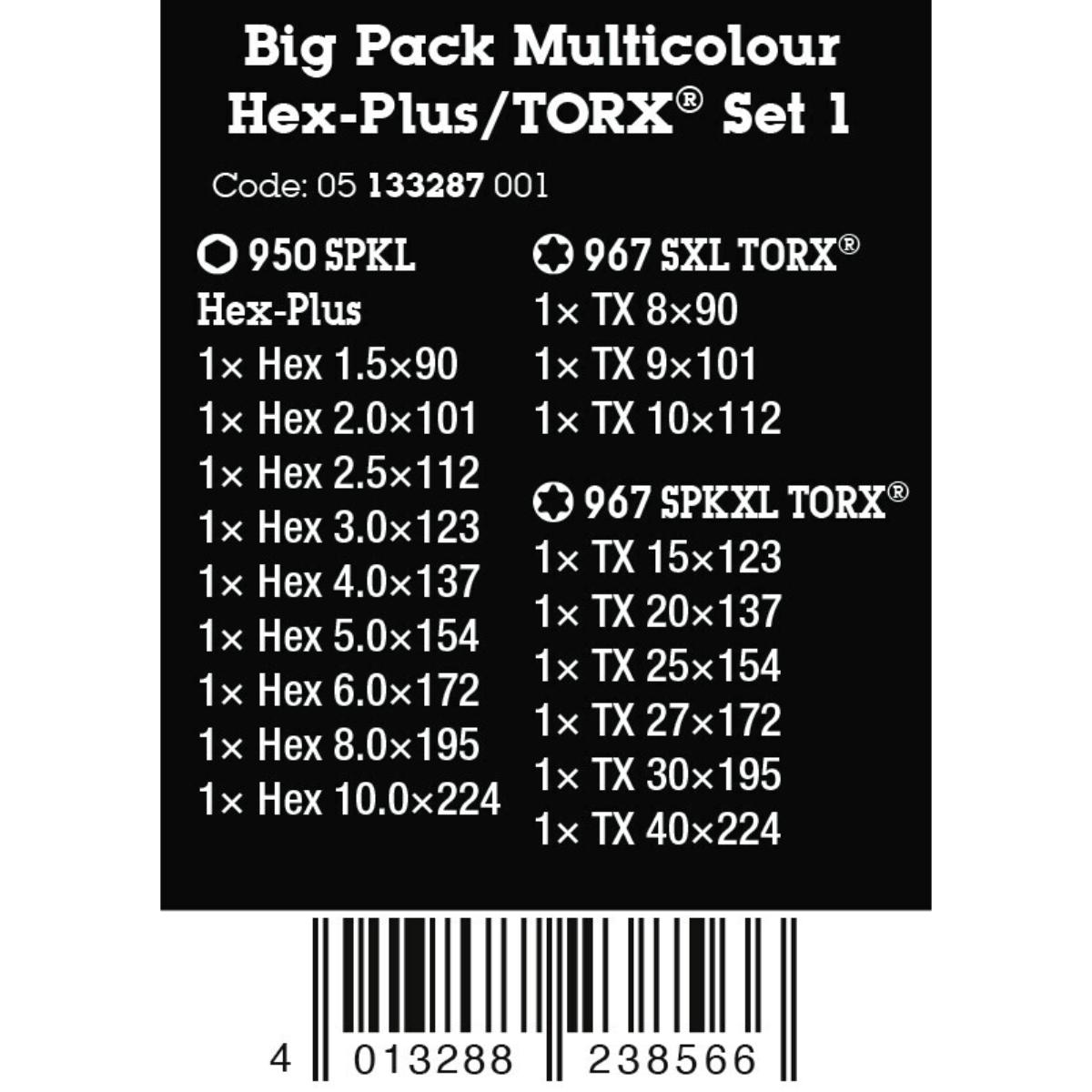 Wera Big Pack Multicolour Winkelschlüssel Innensechskant (metrisch) / TORX® Set 1