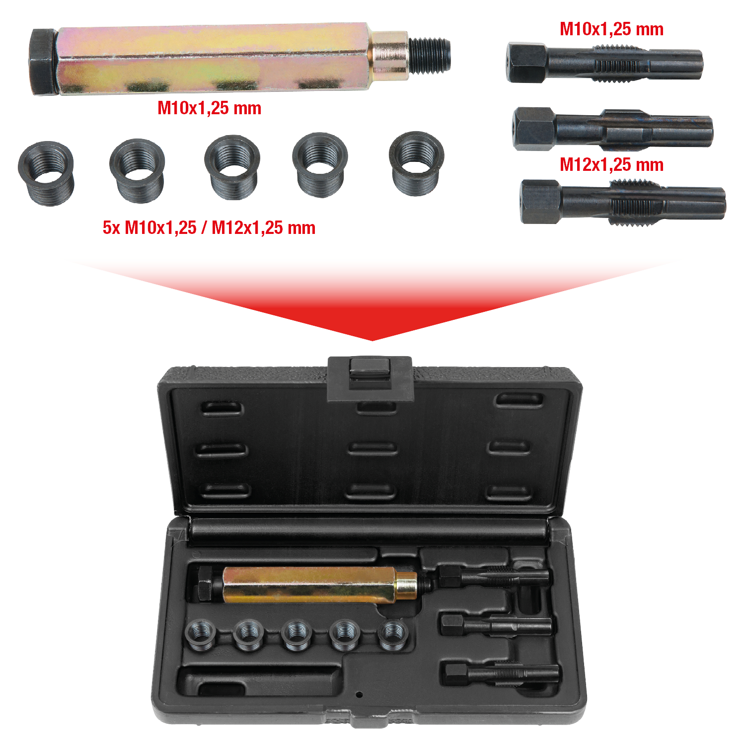 KS Tools THREADfix Reparatur-Satz M10x1,25 f.Glühkerzen,9-tlg