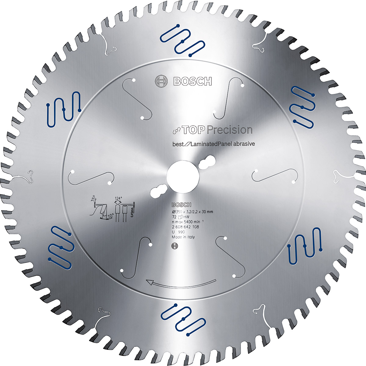 Bosch Kreissägeblatt Top Precision Best for Laminated Panel Abrasive 350x30x3,2mm, 72 Zähne