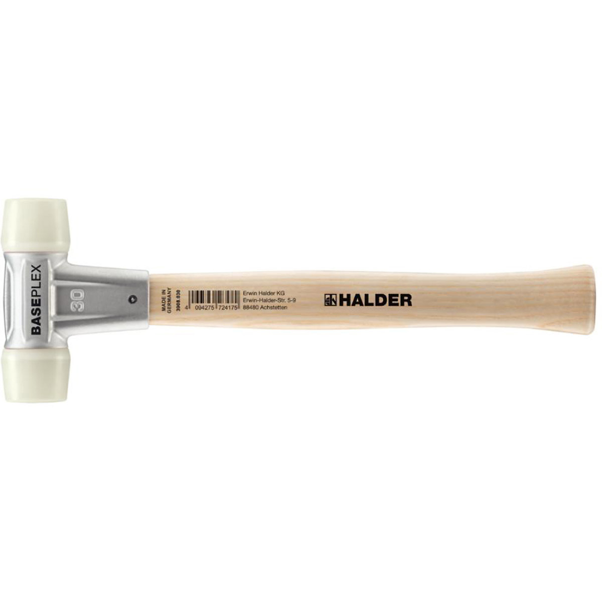 HALDER BASEPLEX - Schonhammer mit Zinkdruckguss - Gehäuse und Holzstiel, Nylon