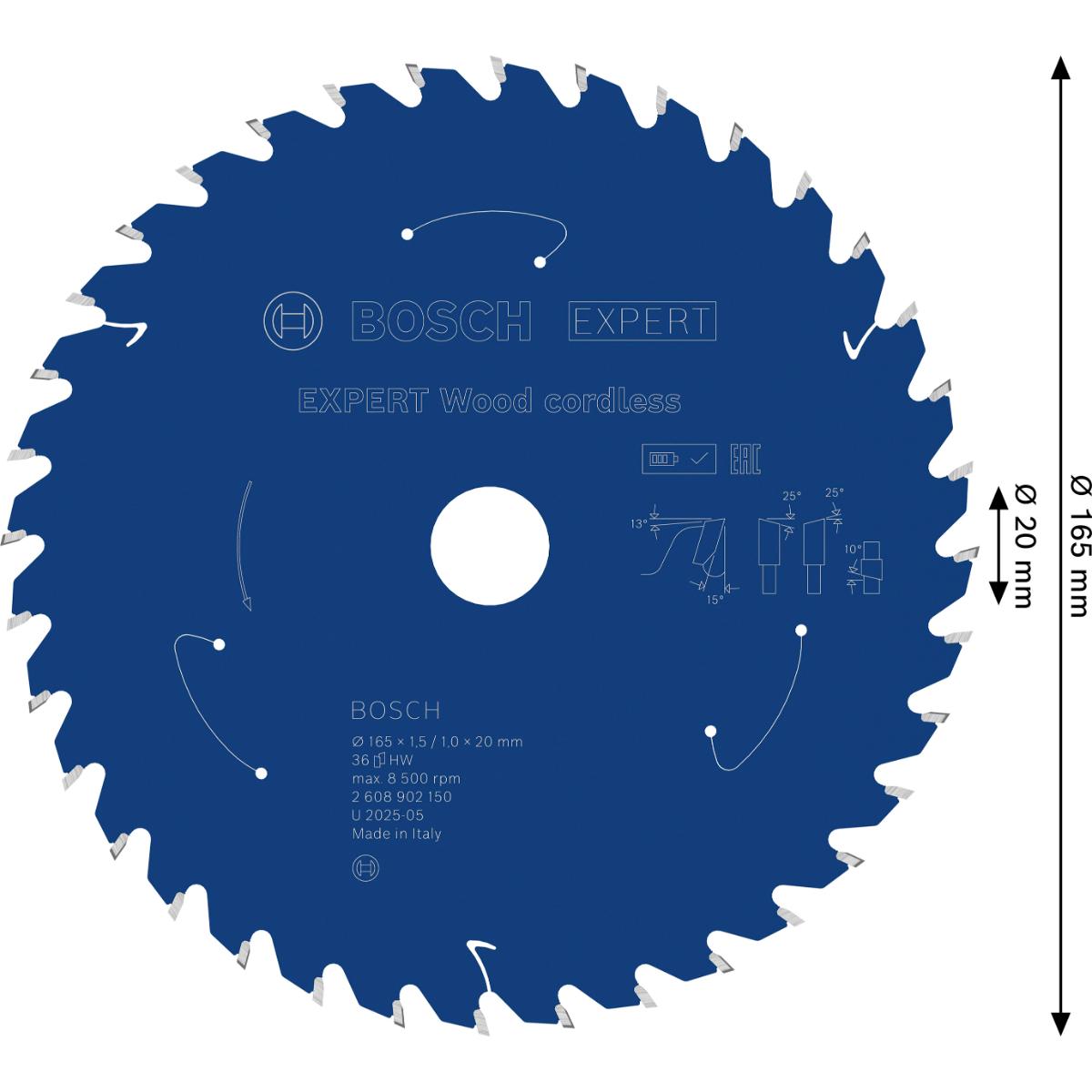 Bosch EXPERT Wood Kreissägeblatt, 165x1, 45x20 mm, Z36