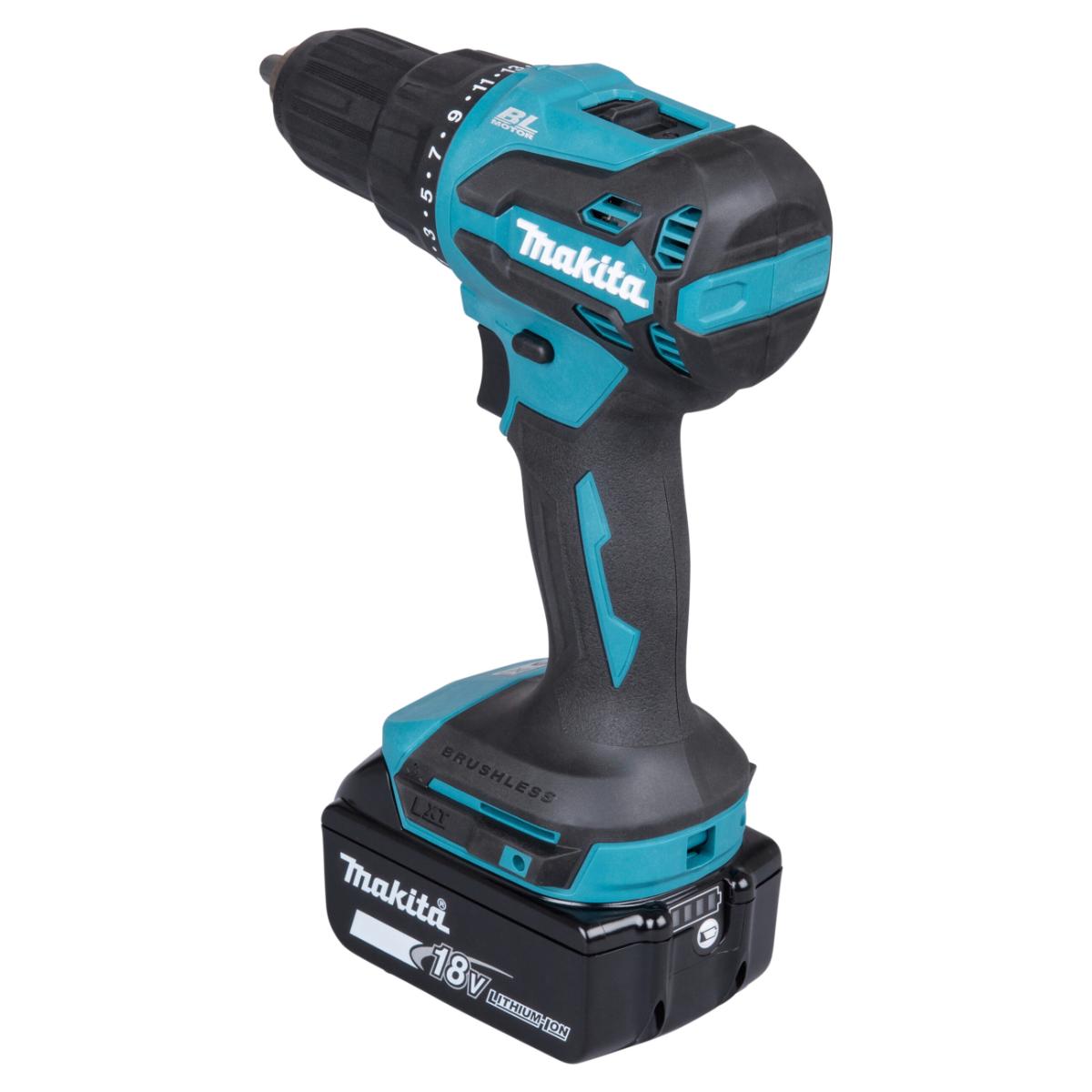 Makita Akku-Schlagbohrschrauber 18V / 5,0 Ah, 2 Akkus + Ladegerät im MAKPAC, inkl. MAKPAC-Organizer 191X80-2