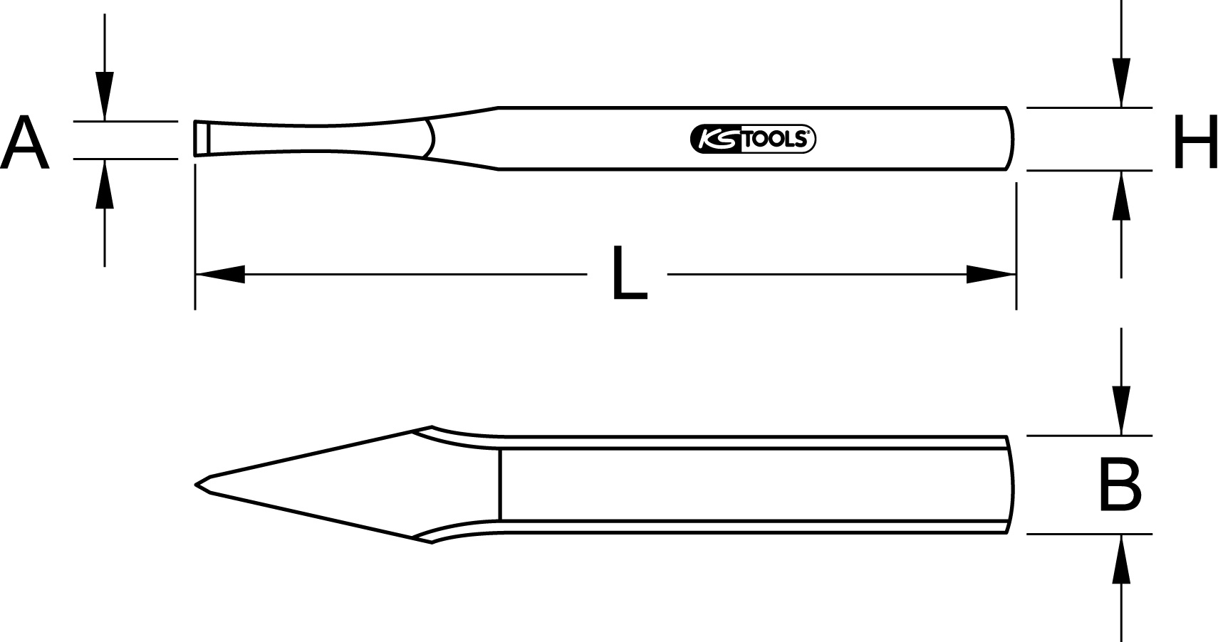 KS Tools Kreuzmeißel, flach oval
