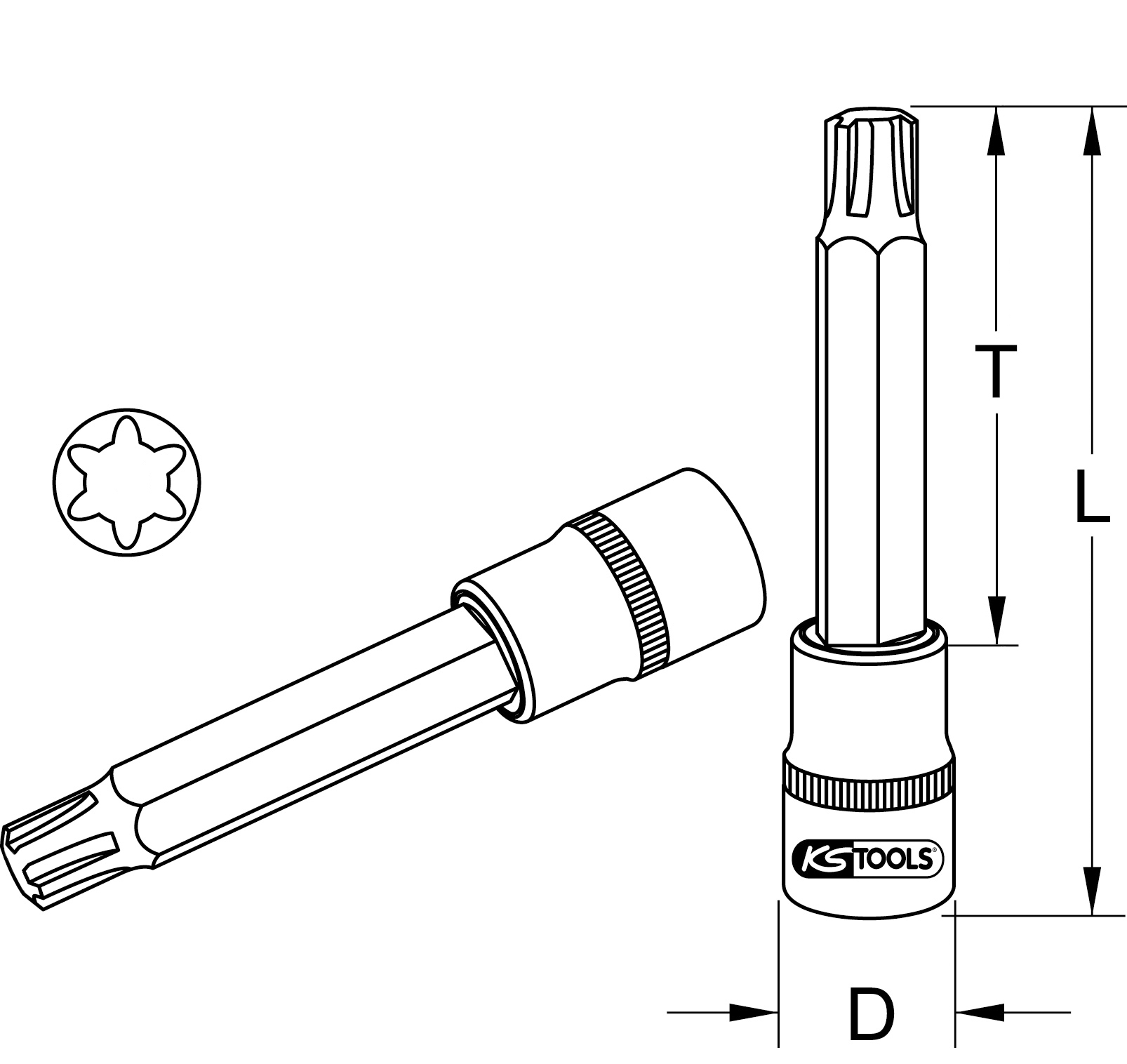 KS TOOLS 1/2" Bit-Stecknuss für RIBE-Schrauben