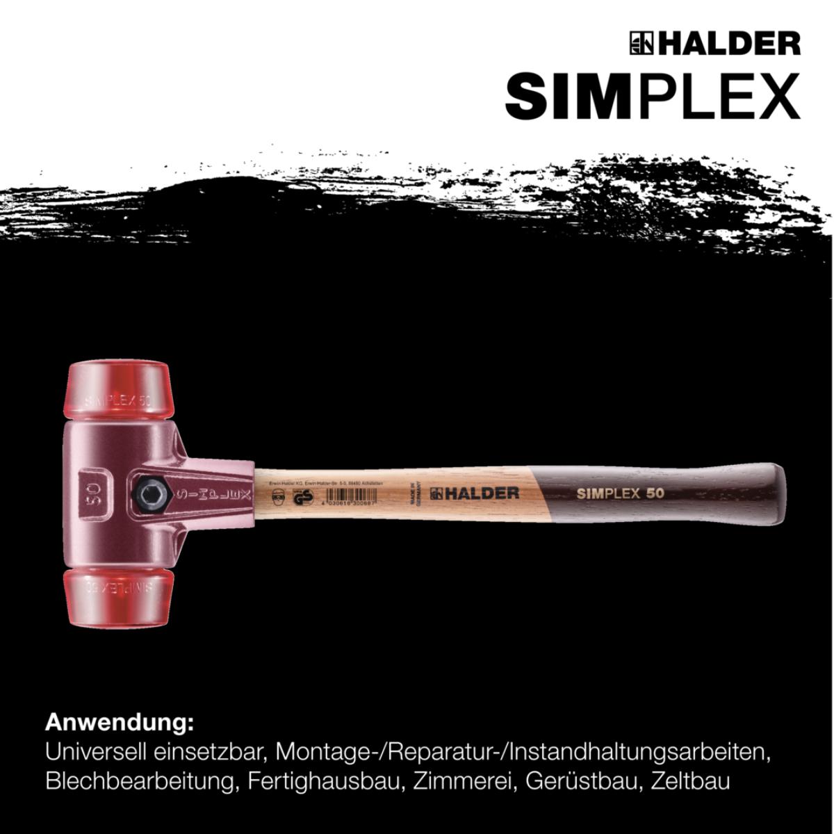 HALDER SIMPLEX - Schonhammer mit TE-Gehäuse und Holzstiel, Plastik