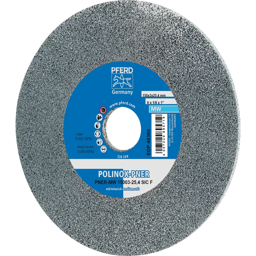 PFERD TOOLS POLINOX verpresstes Vlies-Rad PNER für Winkel- und Kehlnahtschleifer