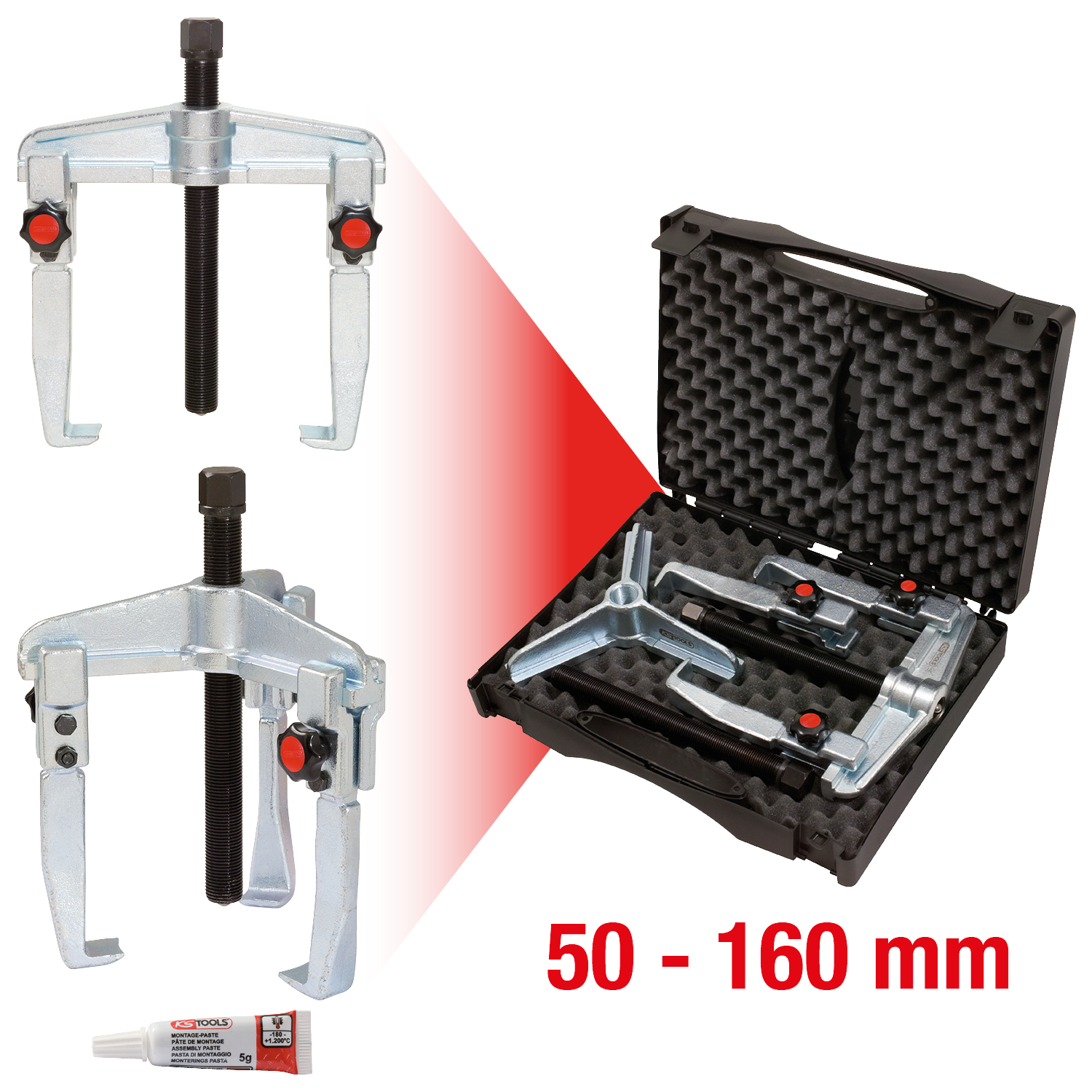 KS Tools Schnellspann-Universal-Abzieher-Satz, 7-tlg 50-160mm