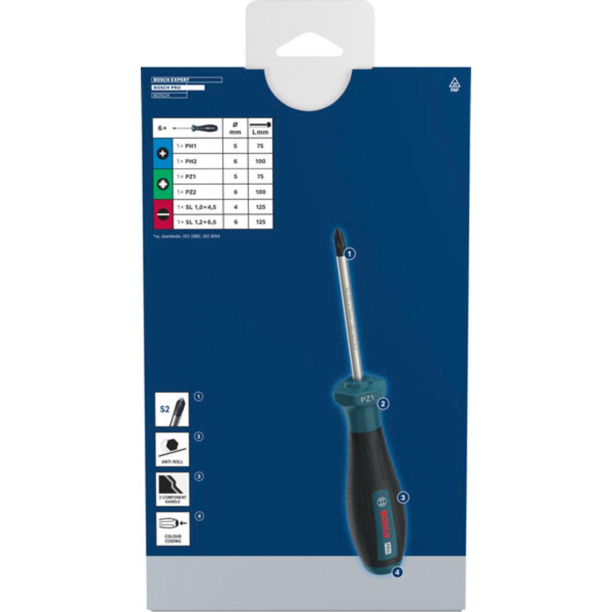 Bosch PRO Schraubendreher PH/PZ/SL, 6-teilges Set
