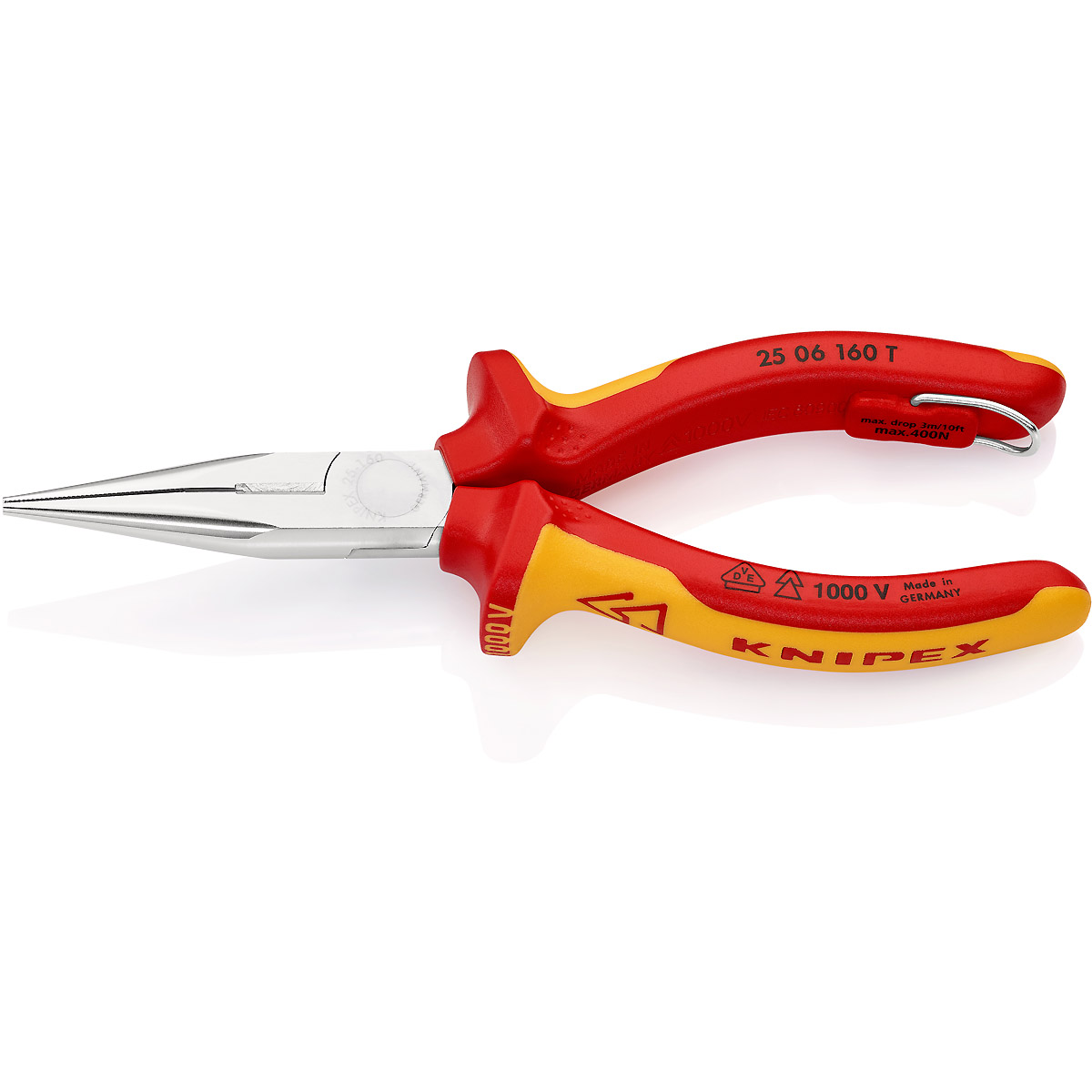 KNIPEX Flachrundzange mit Schneide/Befestigungsöse verchromt