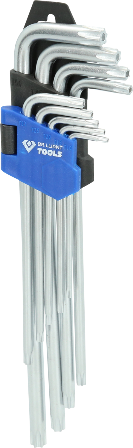 Brilliant Tools Winkelstiftschlüssel-Satz, 9-tlg, Torx-Profil, lang - BT044019
