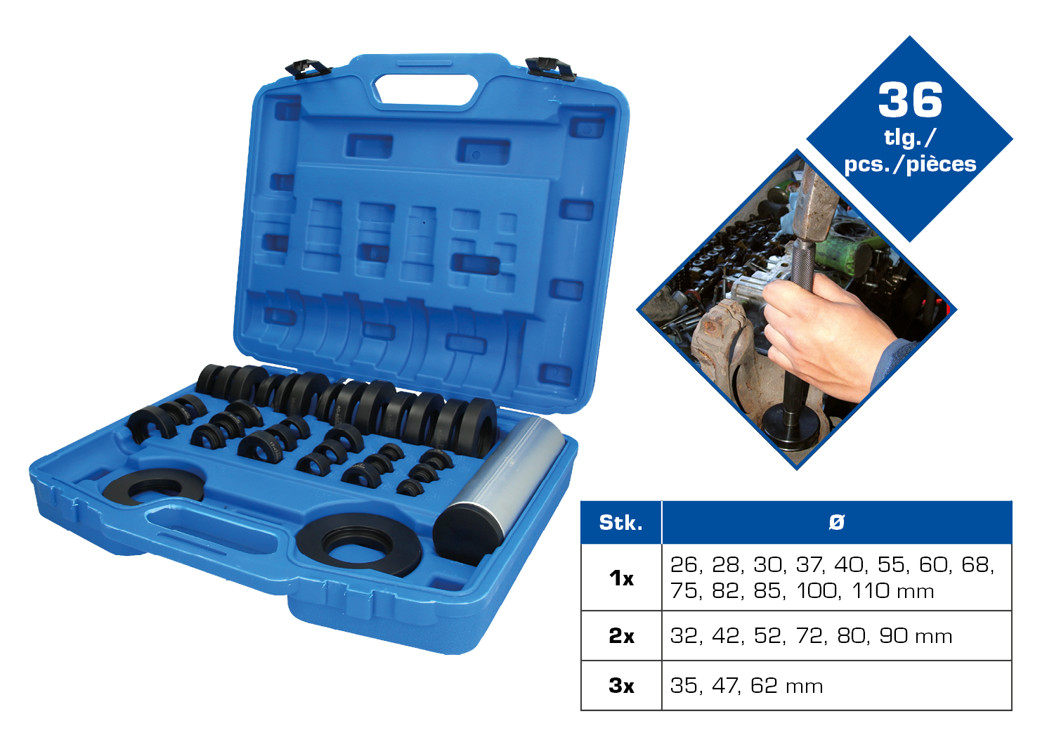 Brilliant Tools Lager-Eintreib-Satz, Nylon, 36-tlg - BT671750