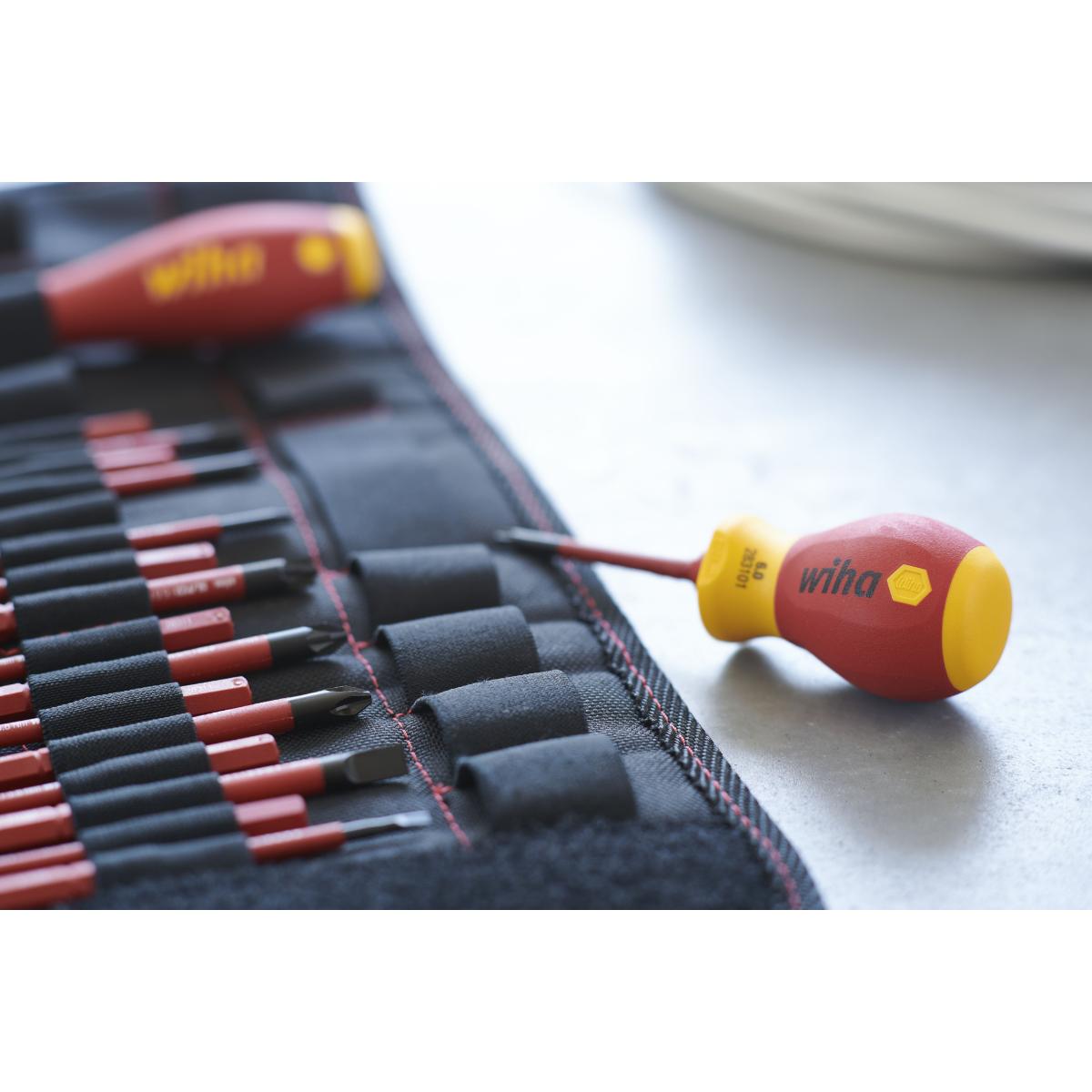 Wiha Schraubendreher mit Bithalter Set slimVario electric Stubby 4-teilges Set mit slimBits