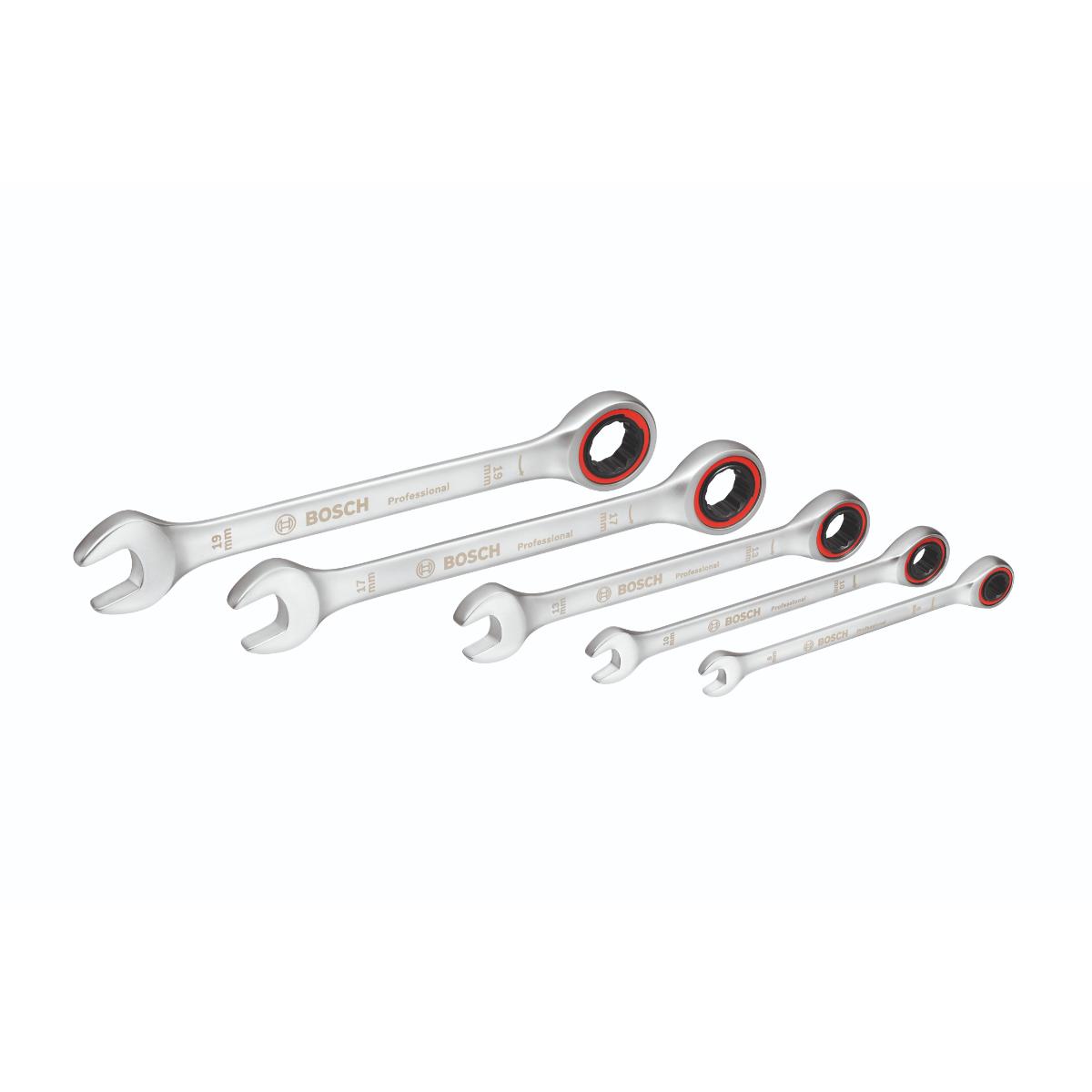 Bosch Ringmaulschlüssel-Set mit Ratsche, 5-teilig