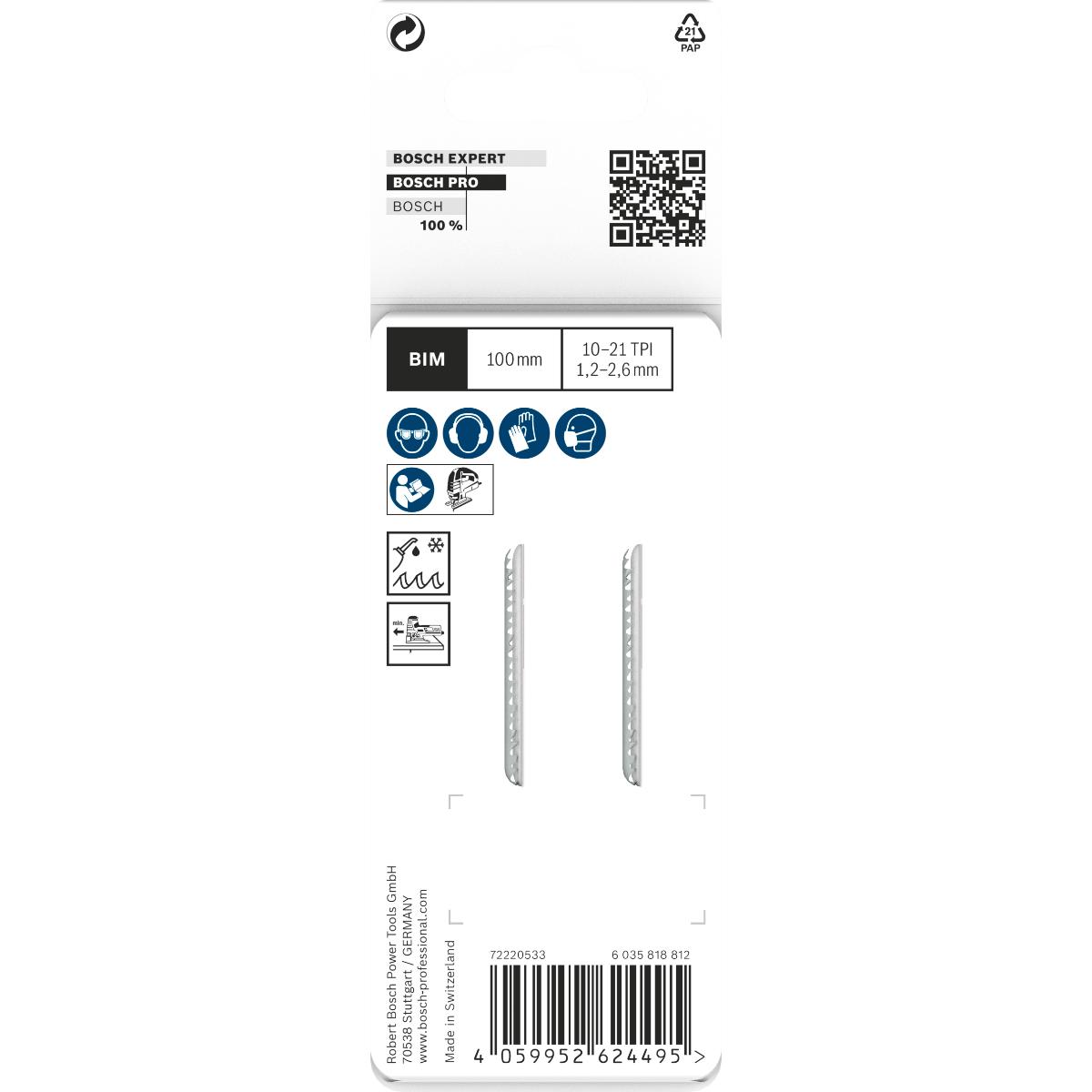 Bosch PRO Metal thick and thin T123XF Stichsägeblatt,100 mm - 2 Stück