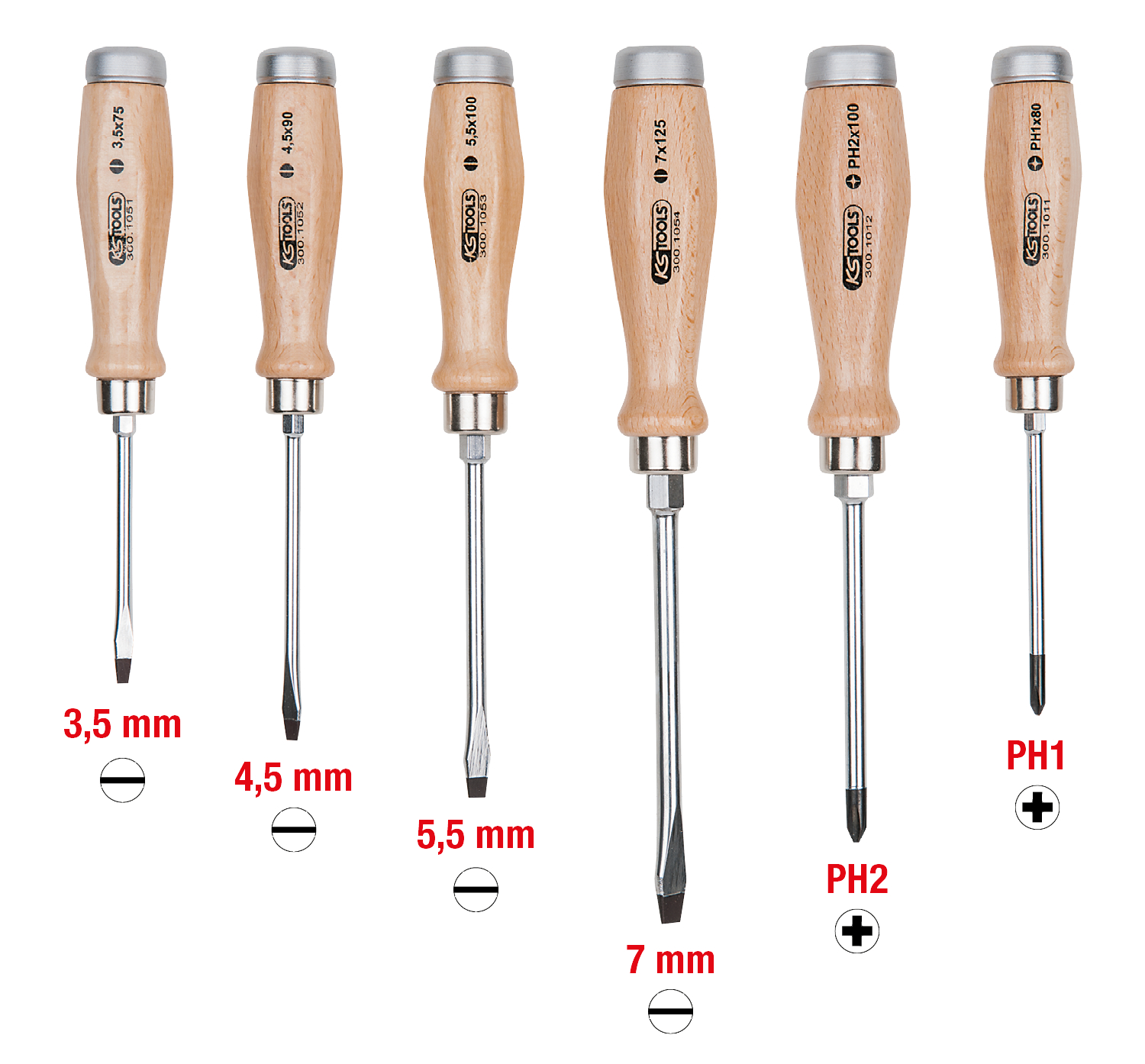 KS Tools ERGOTORQUE WOODmax Schlag-Schraubendreher-Satz, 6-tlg