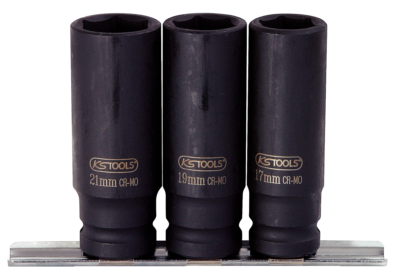 KS Tools 1/2" Sechskant-Kraft-Stecknuss-Satz, lang, 3-tlg