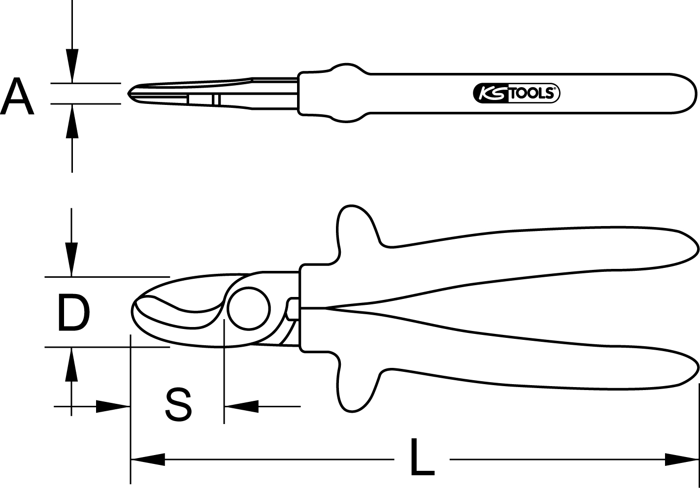 KS Tools 1000V Einhand-Kabelschneider, 215mm