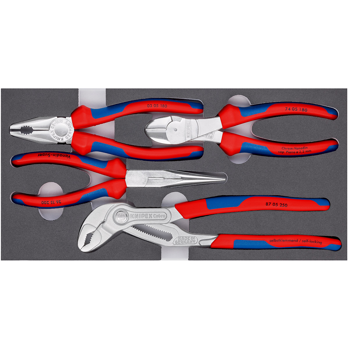KNIPEX Zangen-Set in Schaumstoffeinlage 332 mm
