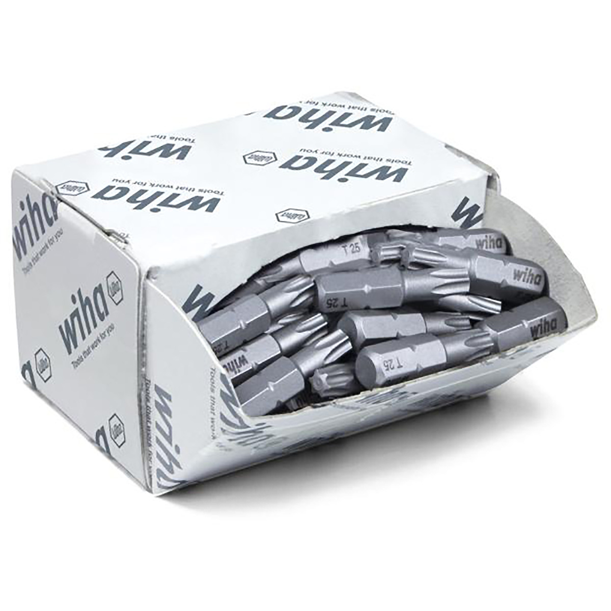 Wiha Bit Set Standard 25 mm TORX (T25) 50-teilges Set 1/4 zoll C6,3 in Großpackung