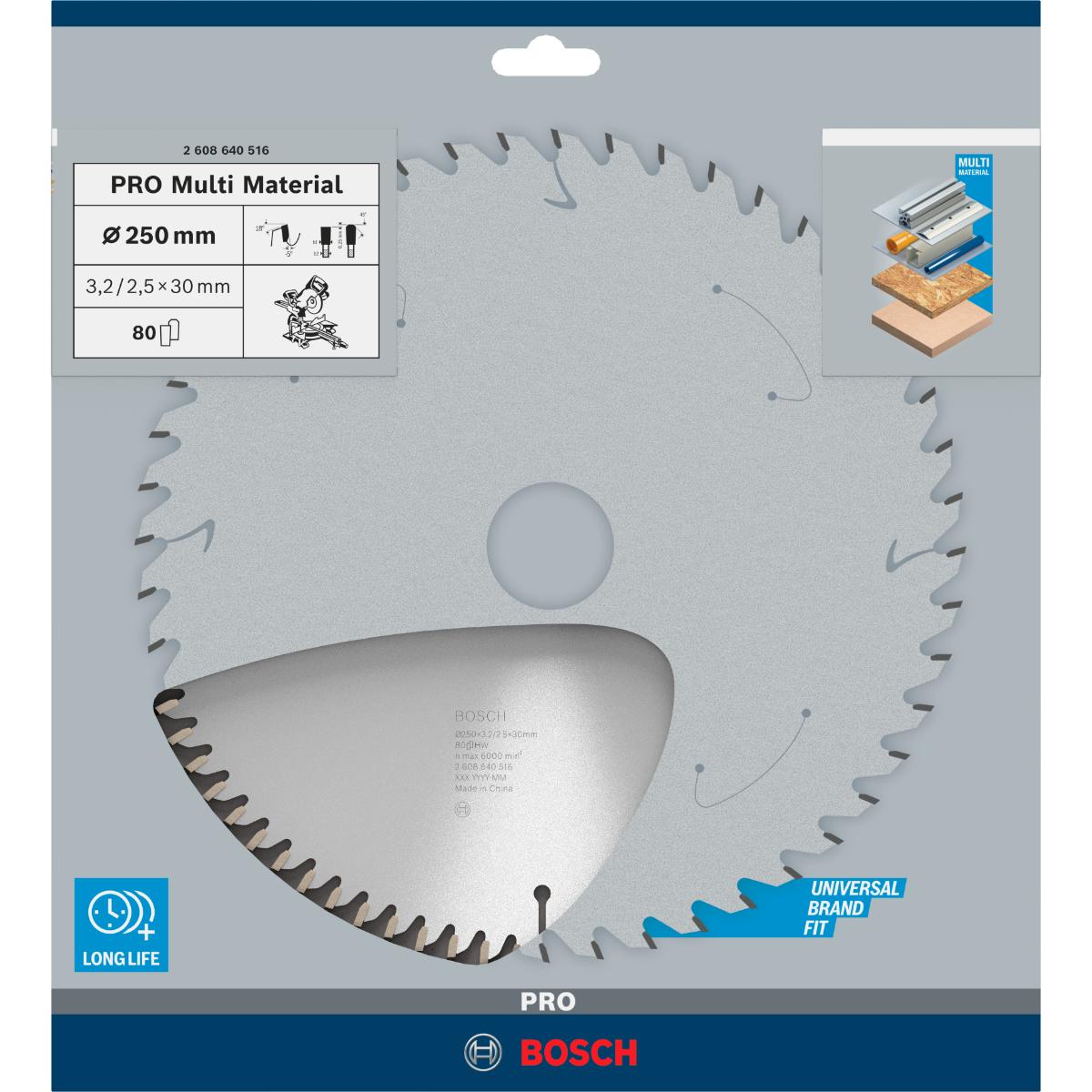 Bosch PRO Kreissägeblatt Multi Material für Kapp- und Gehrungssägen