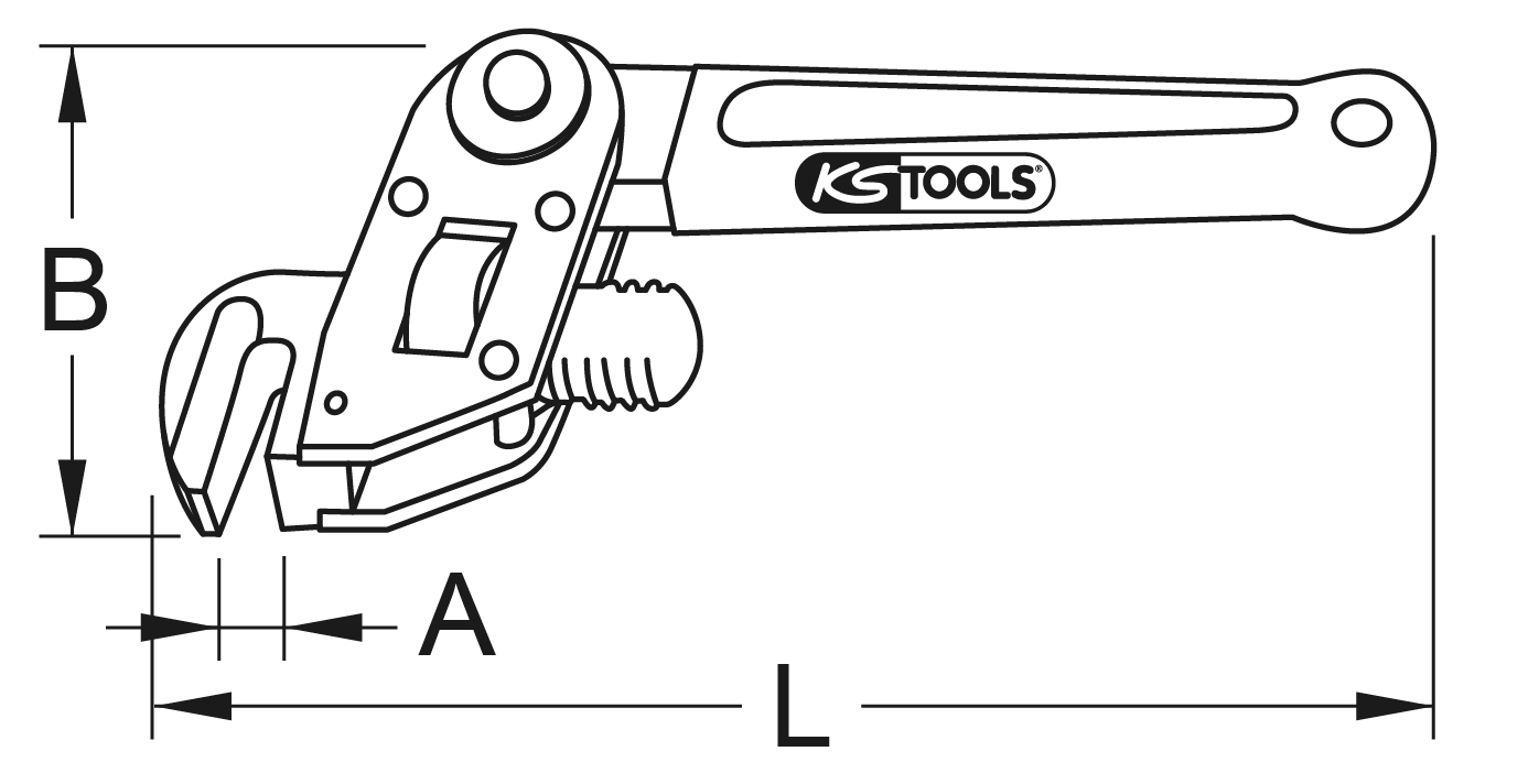 KS Tools Einhand-Rohrzange 1.1/2" mit verstellbarem Kopf
