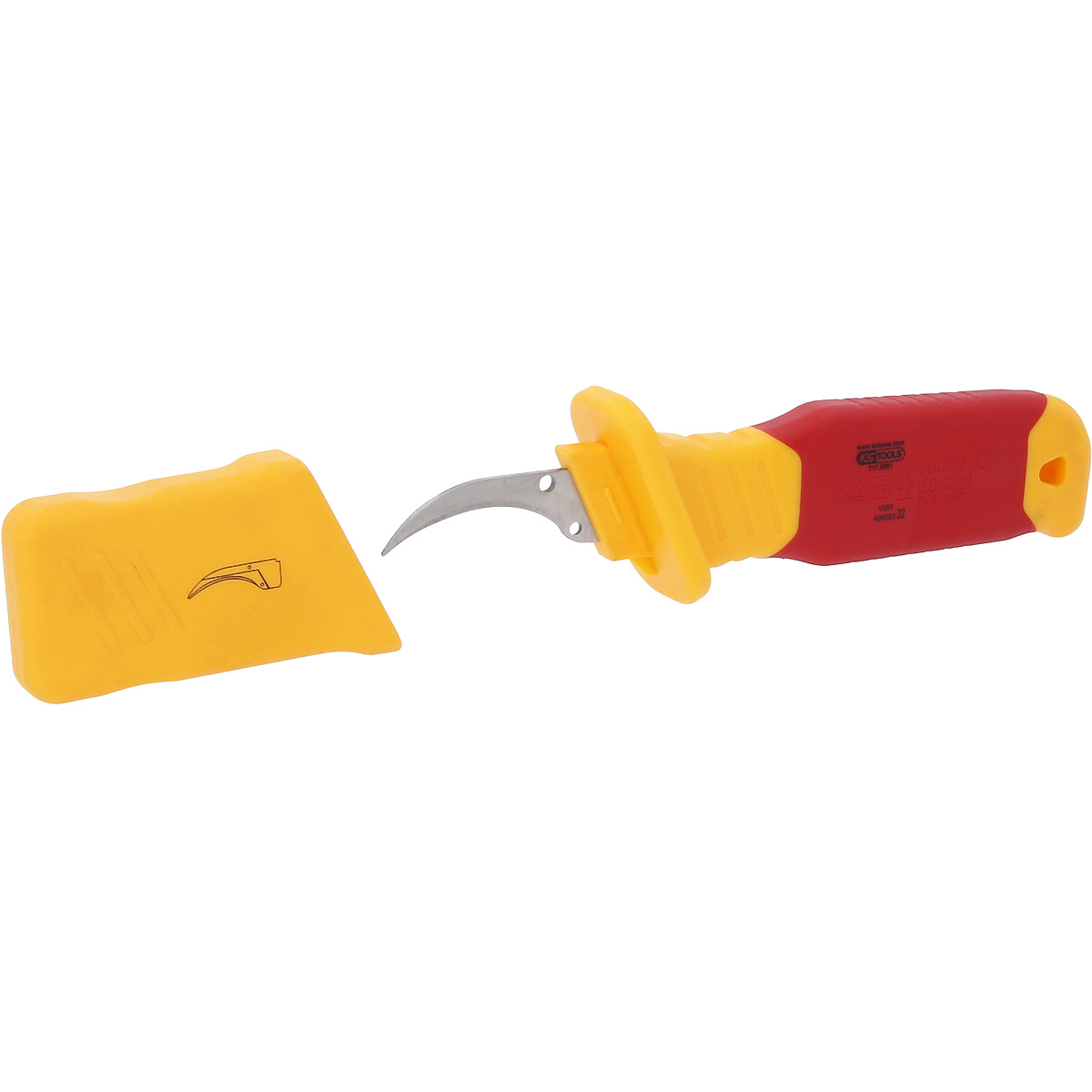 KS Tools Kabelmesser mit Schutzisolierung und Hakenklinge, 200mm