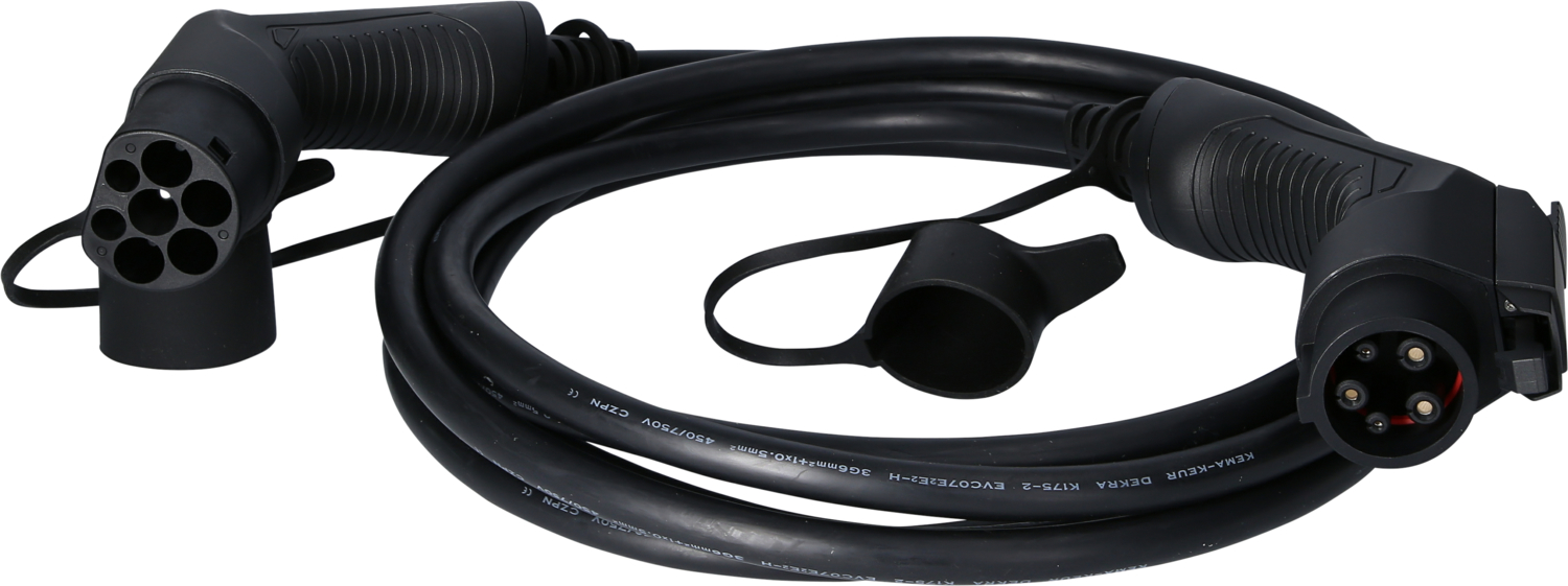 efuturo Spiralladekabel Typ 2 auf Typ 1 Stecker, 1 Phase, bis zu 7,4 kW, 32 A, 230 V, Mode 3, 5m