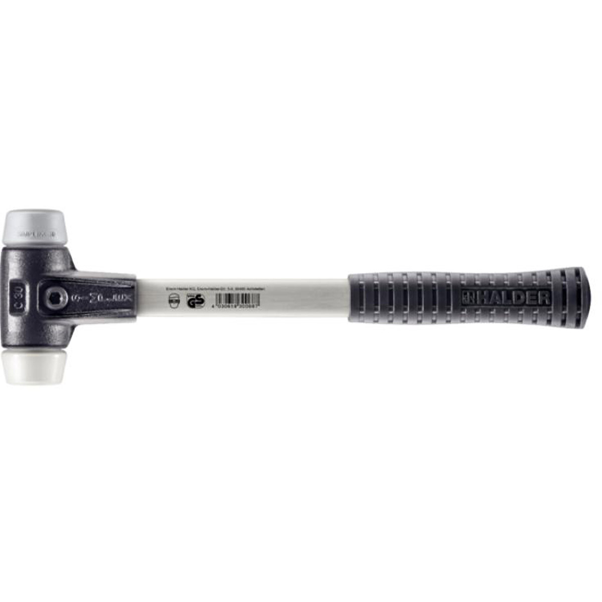 HALDER SIMPLEX - Schonhammer mit verstärktem Tempergussgehäuse und Fiberglasstiel, TPE-mid