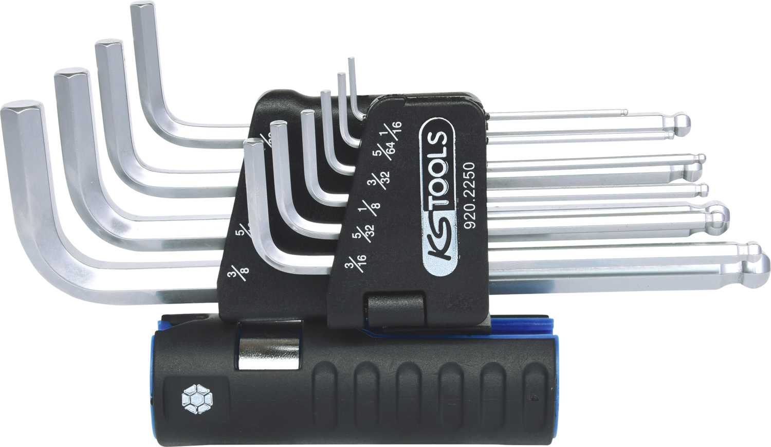 KS Tools 3 in 1 Innen6kant-Winkelstiftschlüssel-Satz,10-tlg lang, Kugelkopf, Zoll