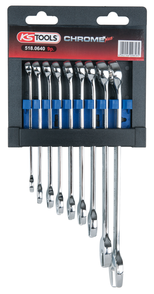 KS Tools CHROMEplus Ringmaulschlüssel-Satz, abgewinkelt, 9-tlg