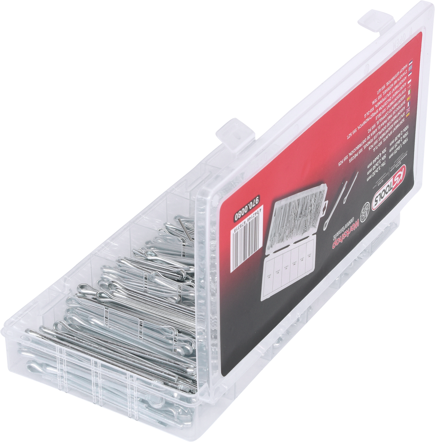 KS Tools Sortiment Splinte, 1,6x25,4mm-4,0x63,5mm, 555-tlg